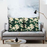 Hawaii Hibiscus Plumeria Green Pillow Cover Polynesian Pattern