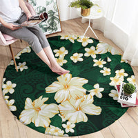 Hawaii Hibiscus Plumeria Green Round Carpet Polynesian Pattern LT01 - Polynesian Pride