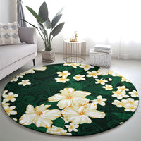 Hawaii Hibiscus Plumeria Green Round Carpet Polynesian Pattern LT01 - Polynesian Pride