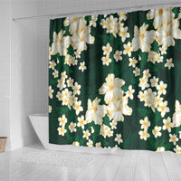 Hawaii Hibiscus Plumeria Green Shower Curtain Polynesian Pattern