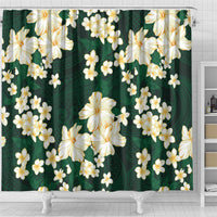 Hawaii Hibiscus Plumeria Green Shower Curtain Polynesian Pattern