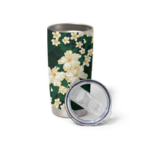 Hawaii Hibiscus Plumeria Green Tumbler Cup Polynesian Pattern