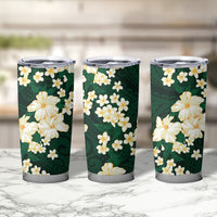 Hawaii Hibiscus Plumeria Green Tumbler Cup Polynesian Pattern