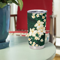 Hawaii Hibiscus Plumeria Green Tumbler Cup Polynesian Pattern