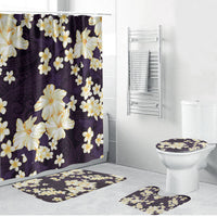Hawaii Hibiscus Plumeria Purple Bathroom Set Polynesian Pattern