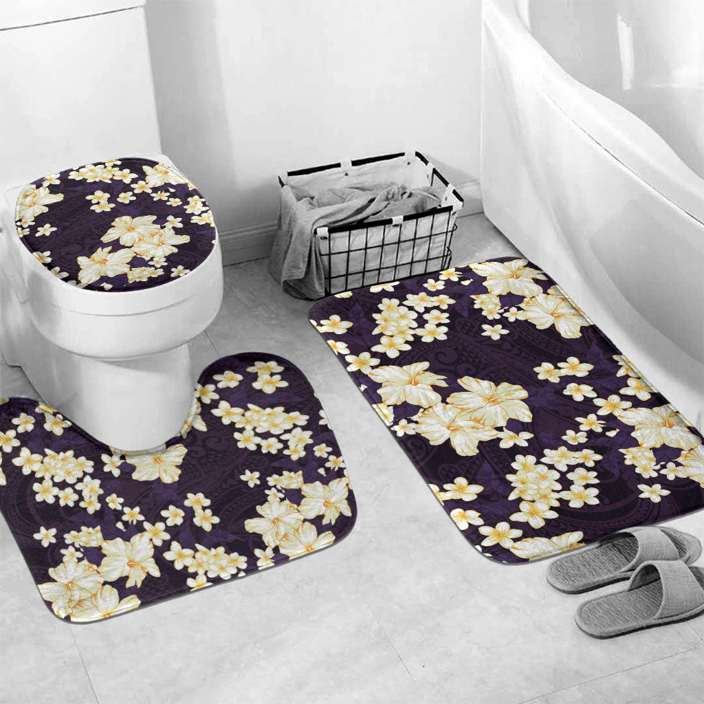Hawaii Hibiscus Plumeria Purple Bathroom Set Polynesian Pattern