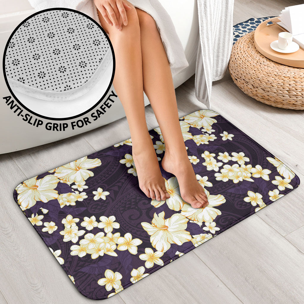 Hawaii Hibiscus Plumeria Purple Bathroom Set Polynesian Pattern