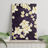 Hawaii Hibiscus Plumeria Purple Canvas Wall Art Polynesian Pattern