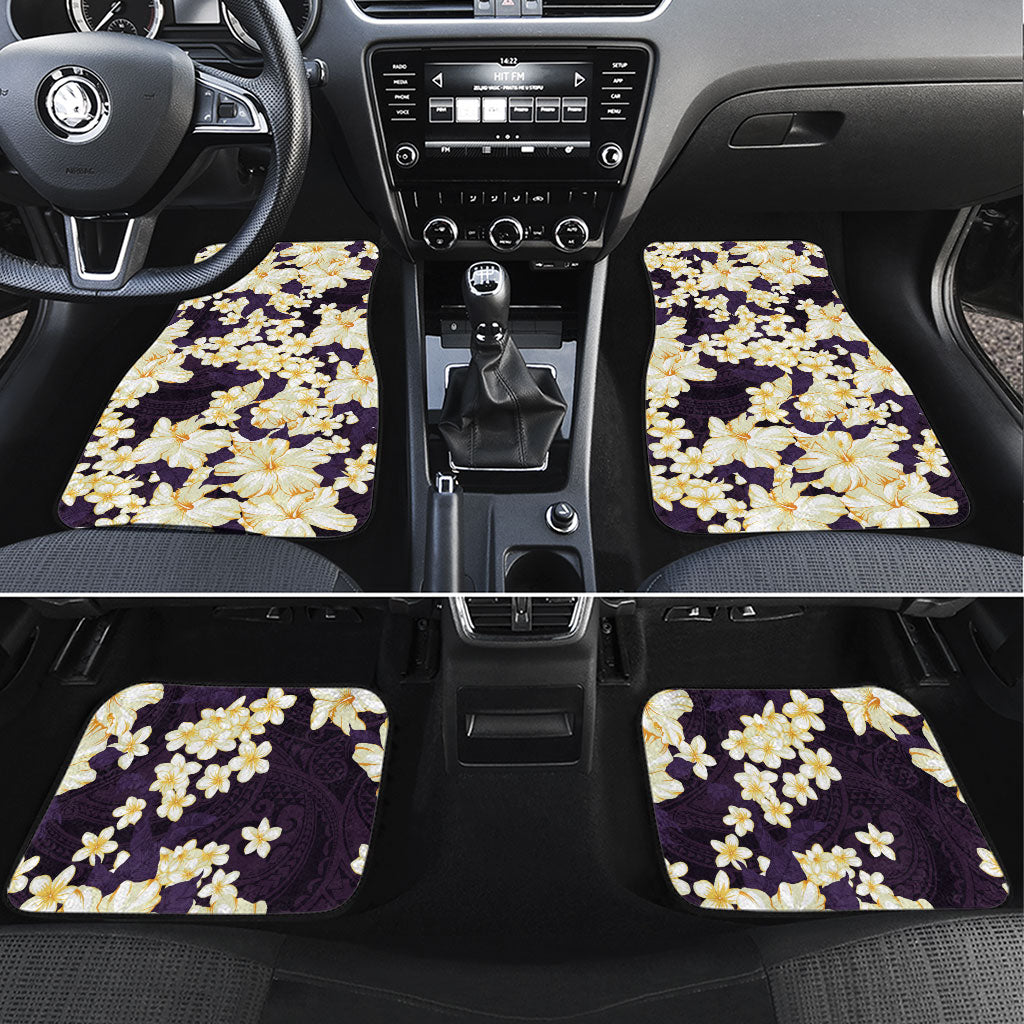 Hawaii Hibiscus Plumeria Purple Car Mats Polynesian Pattern