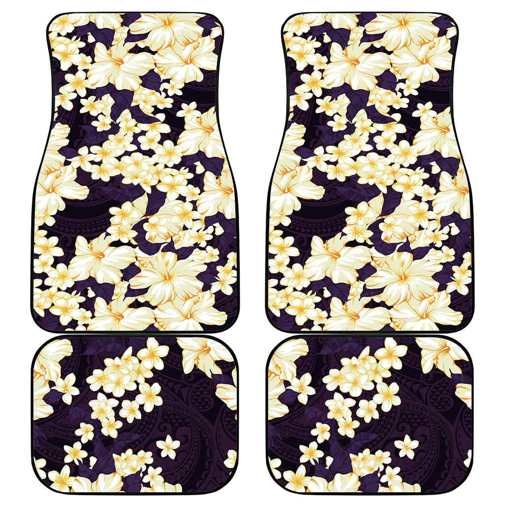 Hawaii Hibiscus Plumeria Purple Car Mats Polynesian Pattern