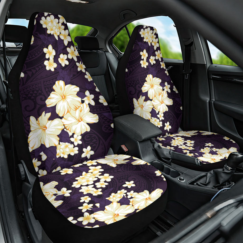 Hawaii Hibiscus Plumeria Purple Car Seat Cover Polynesian Pattern