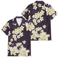 Hawaii Hibiscus Plumeria Purple Family Matching Off Shoulder Maxi Dress and Hawaiian Shirt Polynesian Pattern