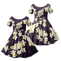 Hawaii Hibiscus Plumeria Purple Family Matching Off Shoulder Maxi Dress and Hawaiian Shirt Polynesian Pattern
