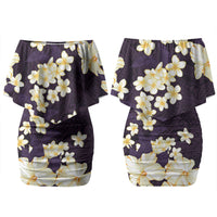 Hawaii Hibiscus Plumeria Purple Family Matching Off Shoulder Short Dress and Hawaiian Shirt Polynesian Pattern