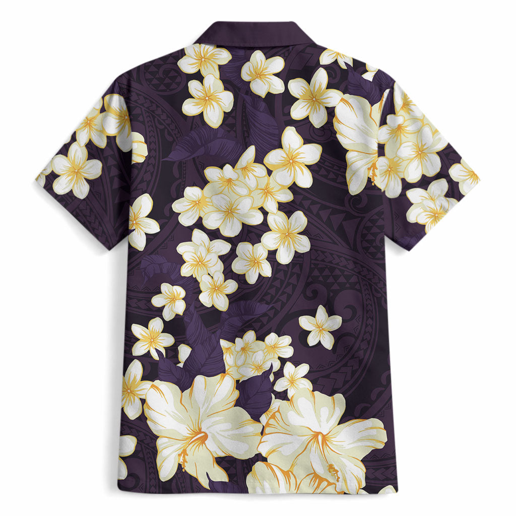 Hawaii Hibiscus Plumeria Purple Hawaiian Shirt Polynesian Pattern