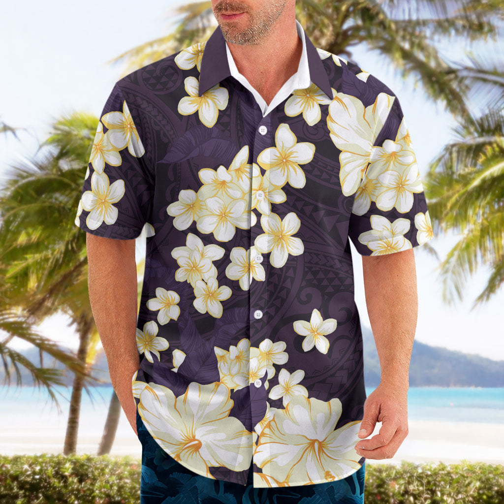 Hawaii Hibiscus Plumeria Purple Hawaiian Shirt Polynesian Pattern