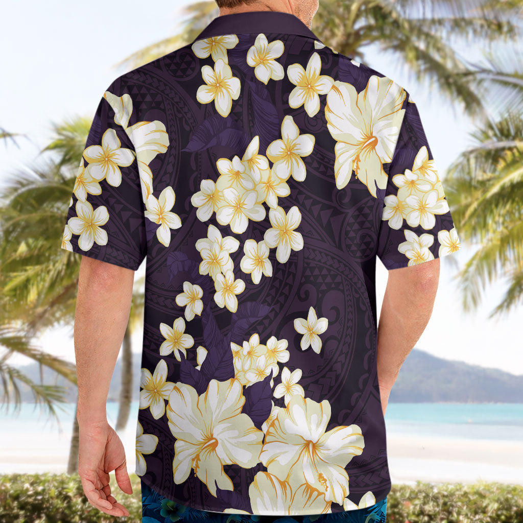 Hawaii Hibiscus Plumeria Purple Hawaiian Shirt Polynesian Pattern