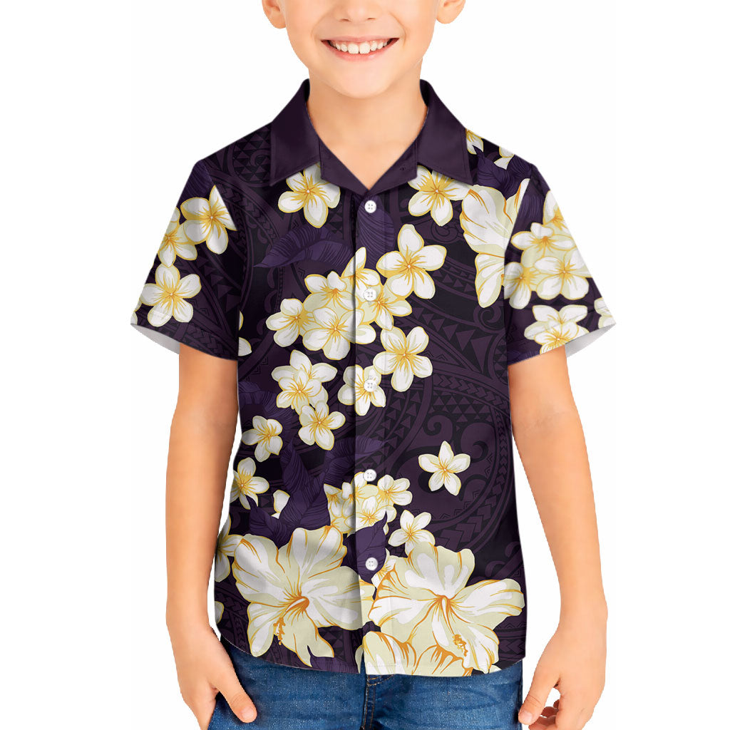 Hawaii Hibiscus Plumeria Purple Hawaiian Shirt Polynesian Pattern