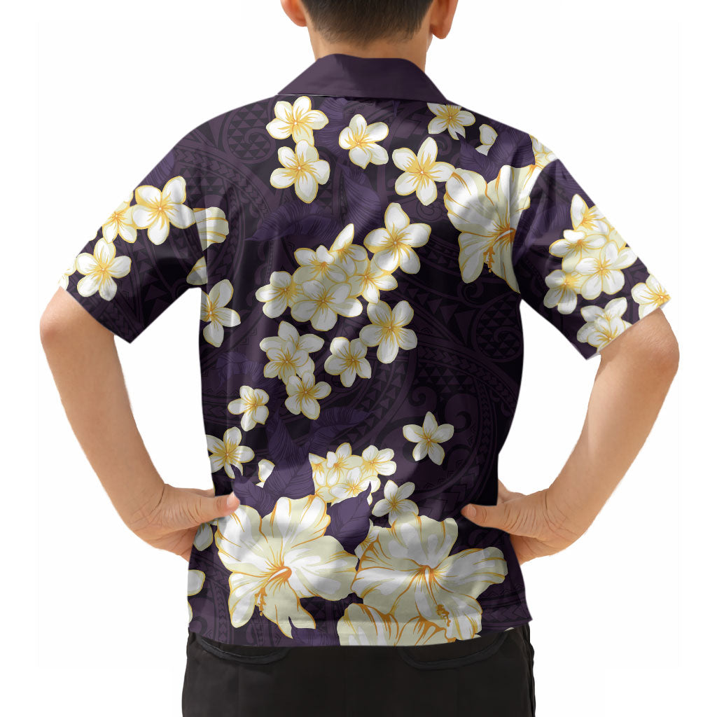 Hawaii Hibiscus Plumeria Purple Hawaiian Shirt Polynesian Pattern