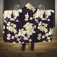 Hawaii Hibiscus Plumeria Purple Hooded Blanket Polynesian Pattern