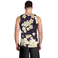 Hawaii Hibiscus Plumeria Purple Men Tank Top Polynesian Pattern