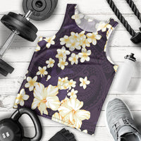 Hawaii Hibiscus Plumeria Purple Men Tank Top Polynesian Pattern