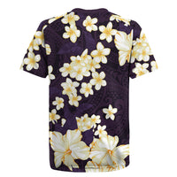Hawaii Hibiscus Plumeria Purple Rugby Jersey Polynesian Pattern