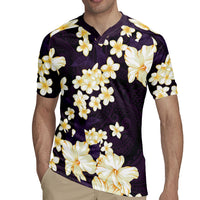 Hawaii Hibiscus Plumeria Purple Rugby Jersey Polynesian Pattern