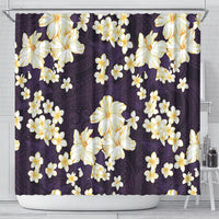 Hawaii Hibiscus Plumeria Purple Shower Curtain Polynesian Pattern