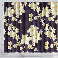 Hawaii Hibiscus Plumeria Purple Shower Curtain Polynesian Pattern