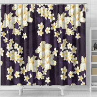 Hawaii Hibiscus Plumeria Purple Shower Curtain Polynesian Pattern