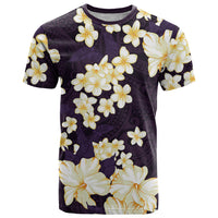 Hawaii Hibiscus Plumeria Purple T Shirt Polynesian Pattern