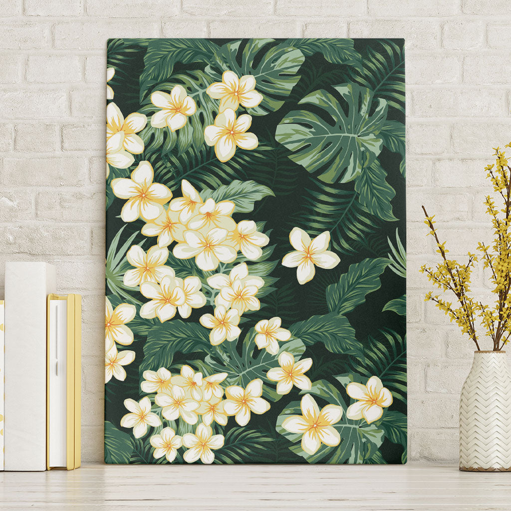 Hawaii Plumeria Tropical Leaves Canvas Wall Art Monstera Calathea Palm Fronds