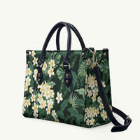 Hawaii Plumeria Tropical Leaves Leather Bag Monstera Calathea Palm Fronds