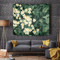 Hawaii Plumeria Tropical Leaves Tapestry Monstera Calathea Palm Fronds