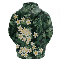 Hawaii Plumeria Tropical Leaves Zip Hoodie Monstera Calathea Palm Fronds