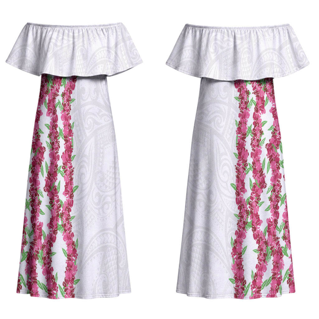 Hawaii Aalii Lei Couples Matching Off Shoulder Maxi Dress and Long Sleeve Button Shirt Aalii Ku Makani