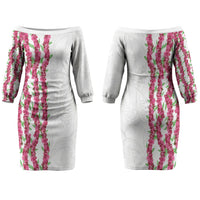 Hawaii Aalii Lei Couples Matching Off The Shoulder Long Sleeve Dress and Hawaiian Shirt Aalii Ku Makani