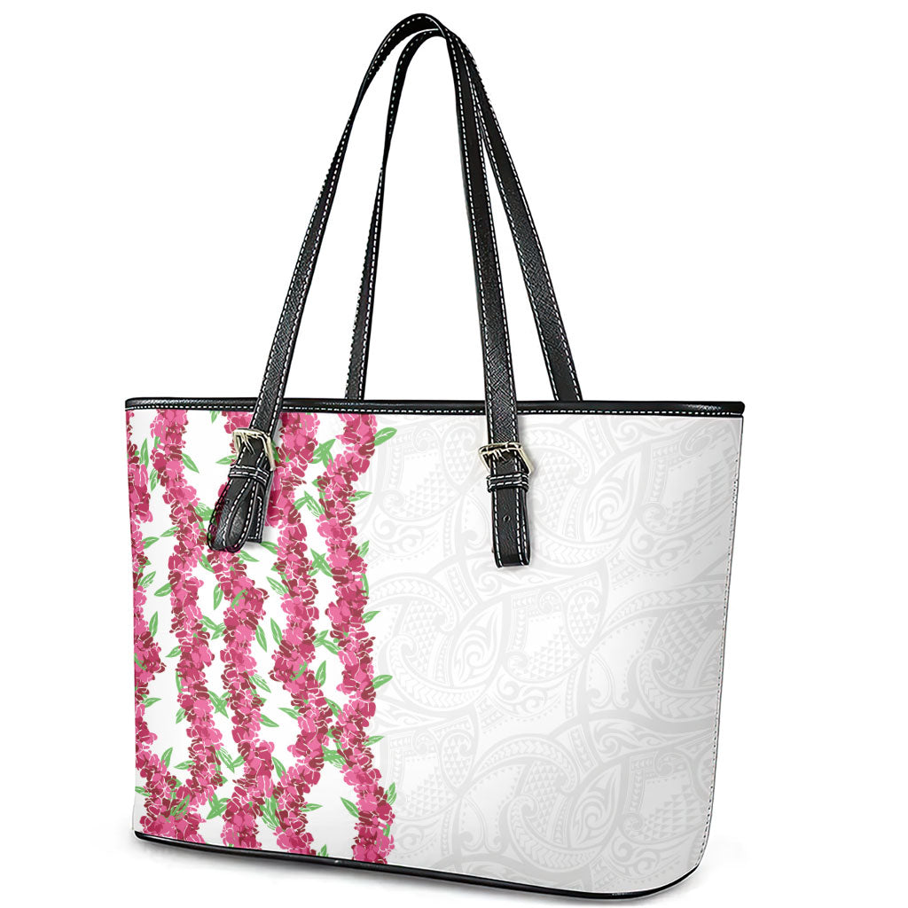 Hawaii Aalii Lei Leather Tote Bag Aalii Ku Makani