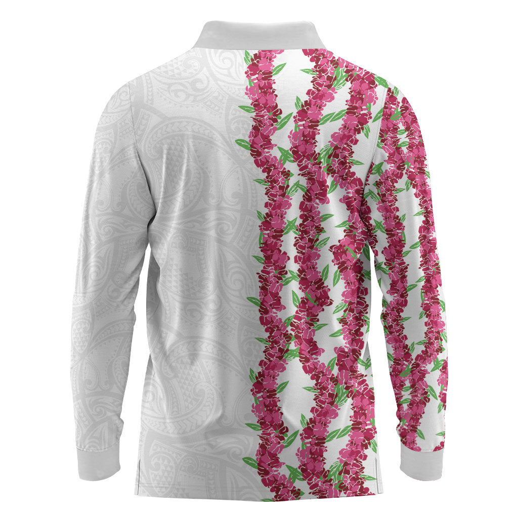 Hawaii Aalii Lei Long Sleeve Polo Shirt Aalii Ku Makani