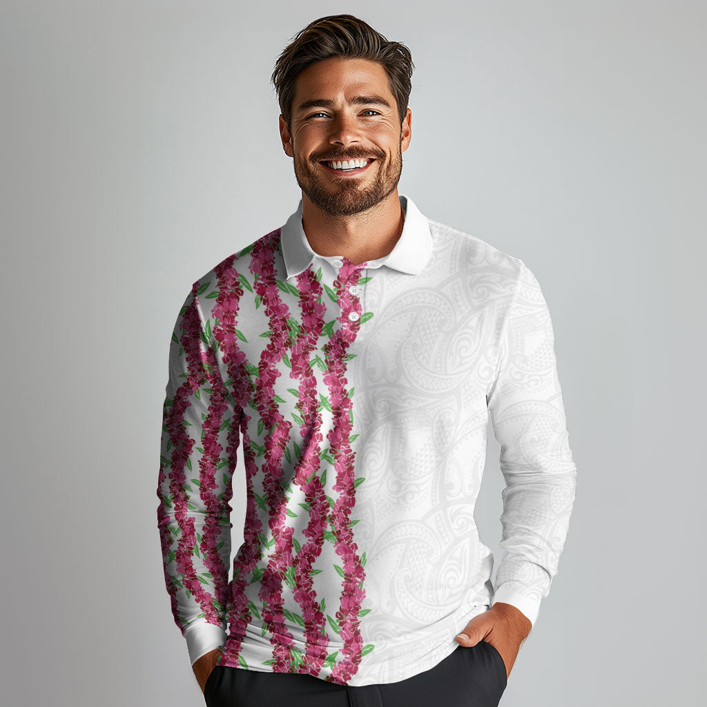 Hawaii Aalii Lei Long Sleeve Polo Shirt Aalii Ku Makani