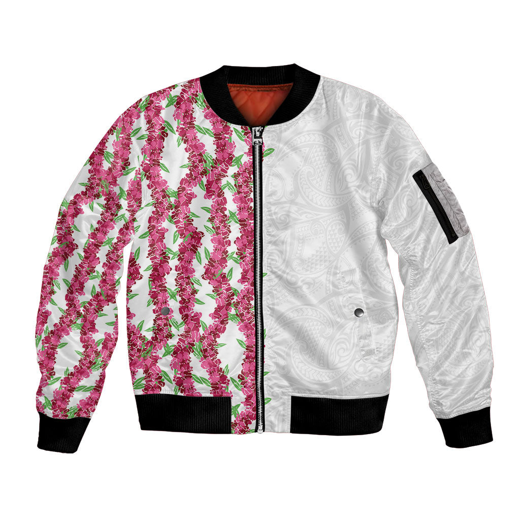 Hawaii Aalii Lei Sleeve Zip Bomber Jacket Aalii Ku Makani