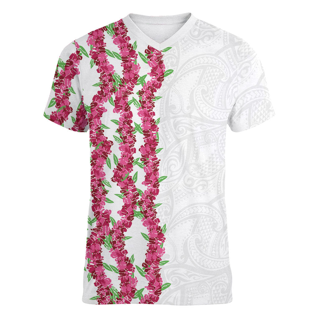 Hawaii Aalii Lei Women V-Neck T-Shirt Aalii Ku Makani
