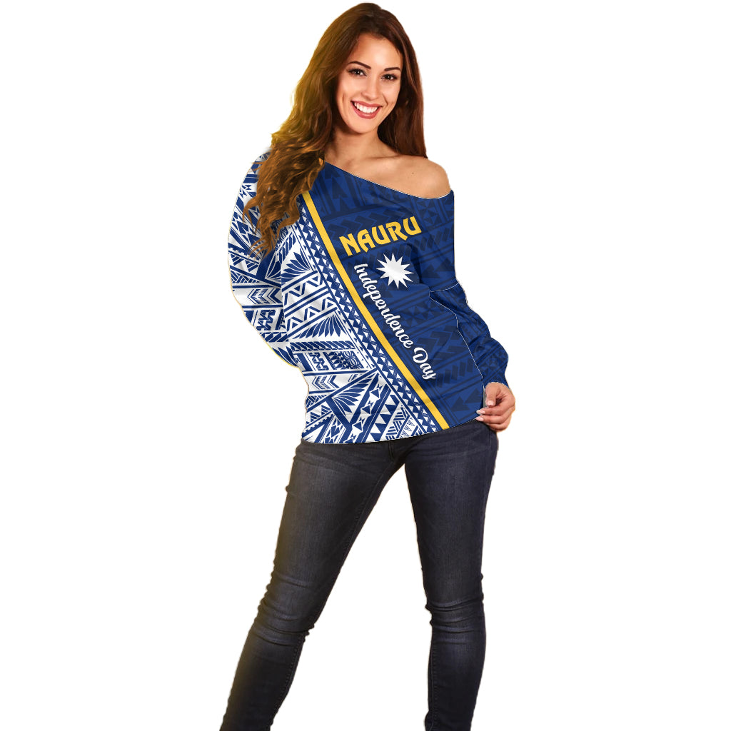 Nauru Independence Day Off Shoulder Sweater Repubrikin Naoero Gods Will First LT01 - Polynesian Pride