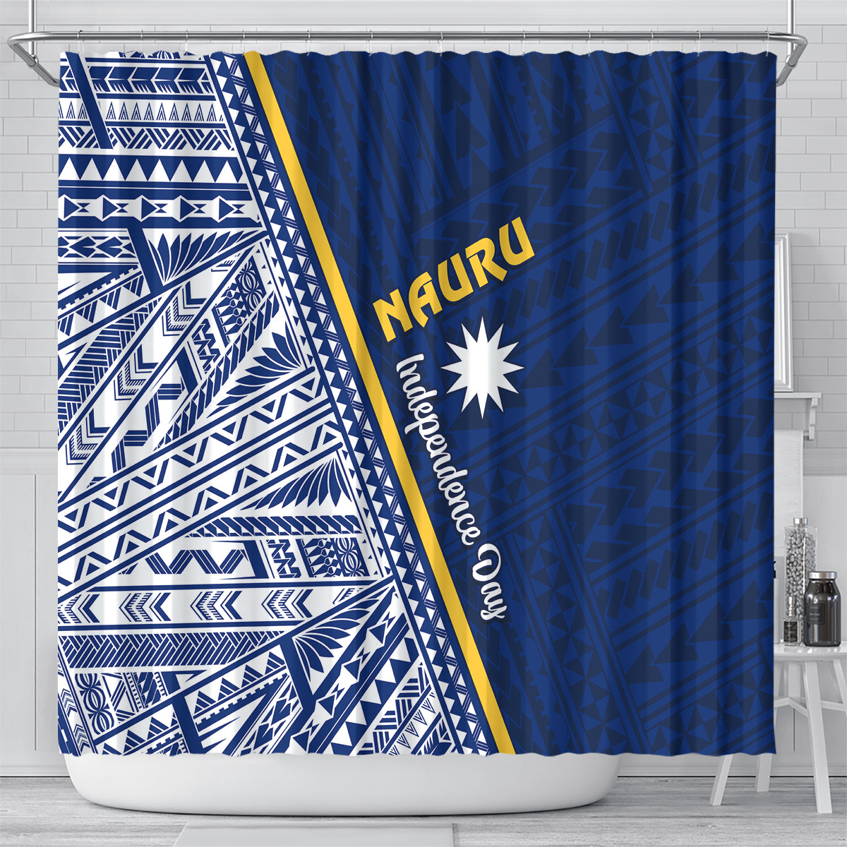 Nauru Independence Day Shower Curtain Repubrikin Naoero Gods Will First LT01 - Polynesian Pride