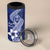 Hafa Adai Guam 4 in 1 Can Cooler Tumbler Polynesian Floral Blue Pattern