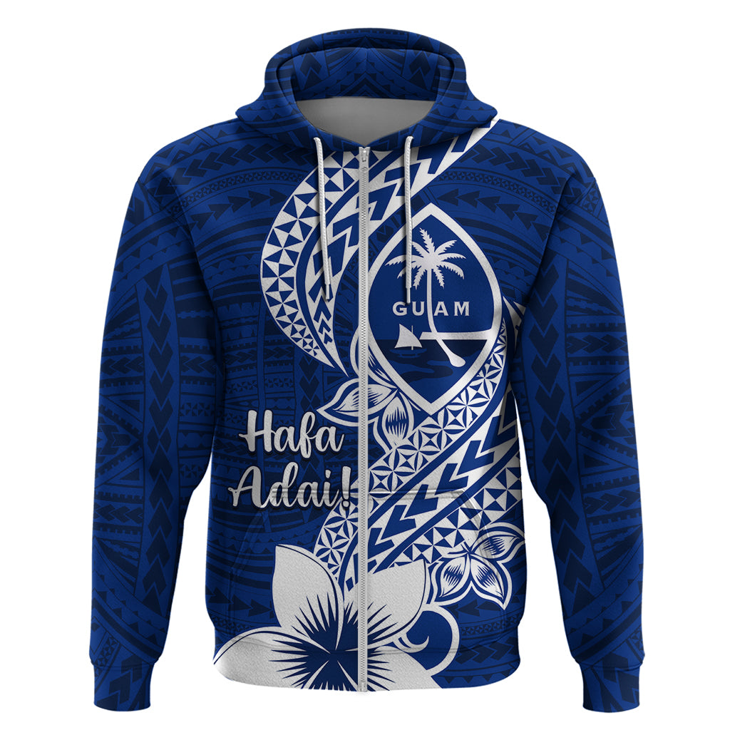 Hafa Adai Guam Zip Hoodie Polynesian Floral Blue Pattern LT01 Zip Hoodie Blue - Polynesian Pride