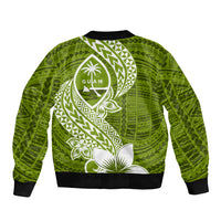 Hafa Adai Guam Bomber Jacket Polynesian Olive Green Blue Pattern LT01 - Polynesian Pride