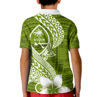 Hafa Adai Guam Kid Polo Shirt Polynesian Olive Green Blue Pattern LT01 - Polynesian Pride