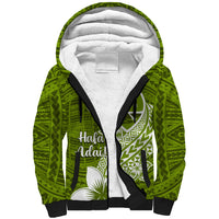 Hafa Adai Guam Sherpa Hoodie Polynesian Olive Green Blue Pattern LT01 Unisex Green - Polynesian Pride